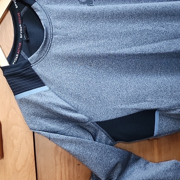 EUC Spyder: Active Midweight Long Sleeve Baselayer Shirt, Gray/Black, Men's M - Picture 2 of 6